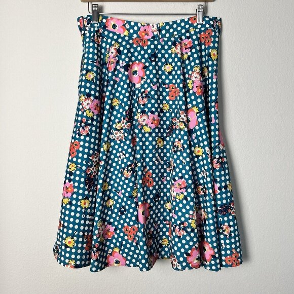 ModCloth Ikebana Retro Floral Midi Skirt Pinup 50s Colorful Maximalist Sz‎ Large - Picture 4 of 8